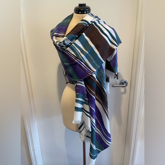 Loro Piana Accessories - Loro Piana Women Scarf - Green, Purple, Brown, Cream - 70% Cashmere, 30% Silk